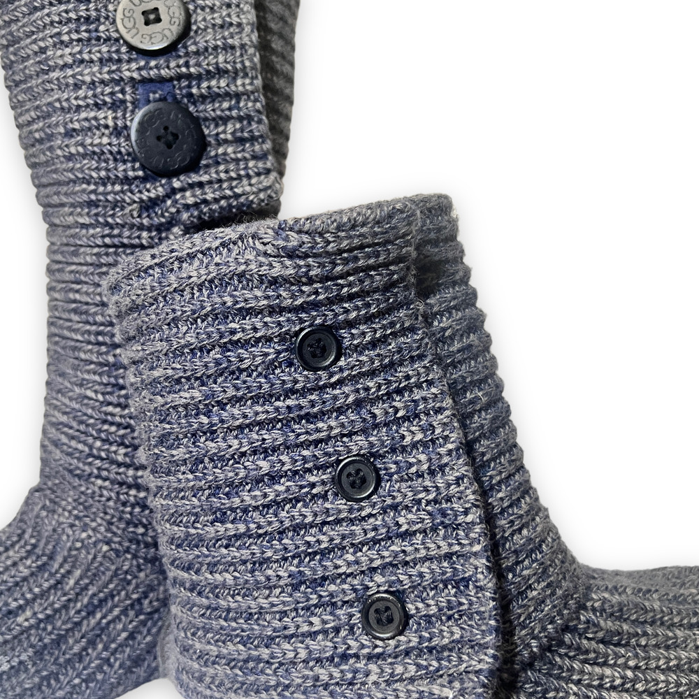 UGG Australia Classic 5819 Cardy Blue/Gray Knit Sweater Boots Sz 7 - Picture 3 of 11